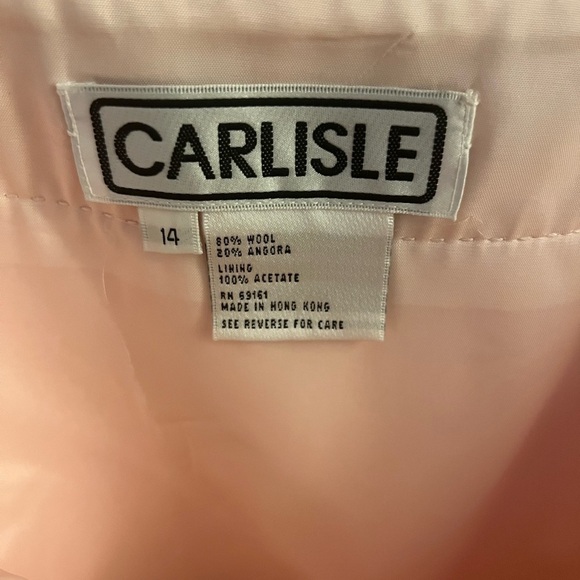 Vintage Carlisle Light Baby Pink Wool Angora Faux Wrap Safety Pin Pencil Skirt - Picture 5 of 6